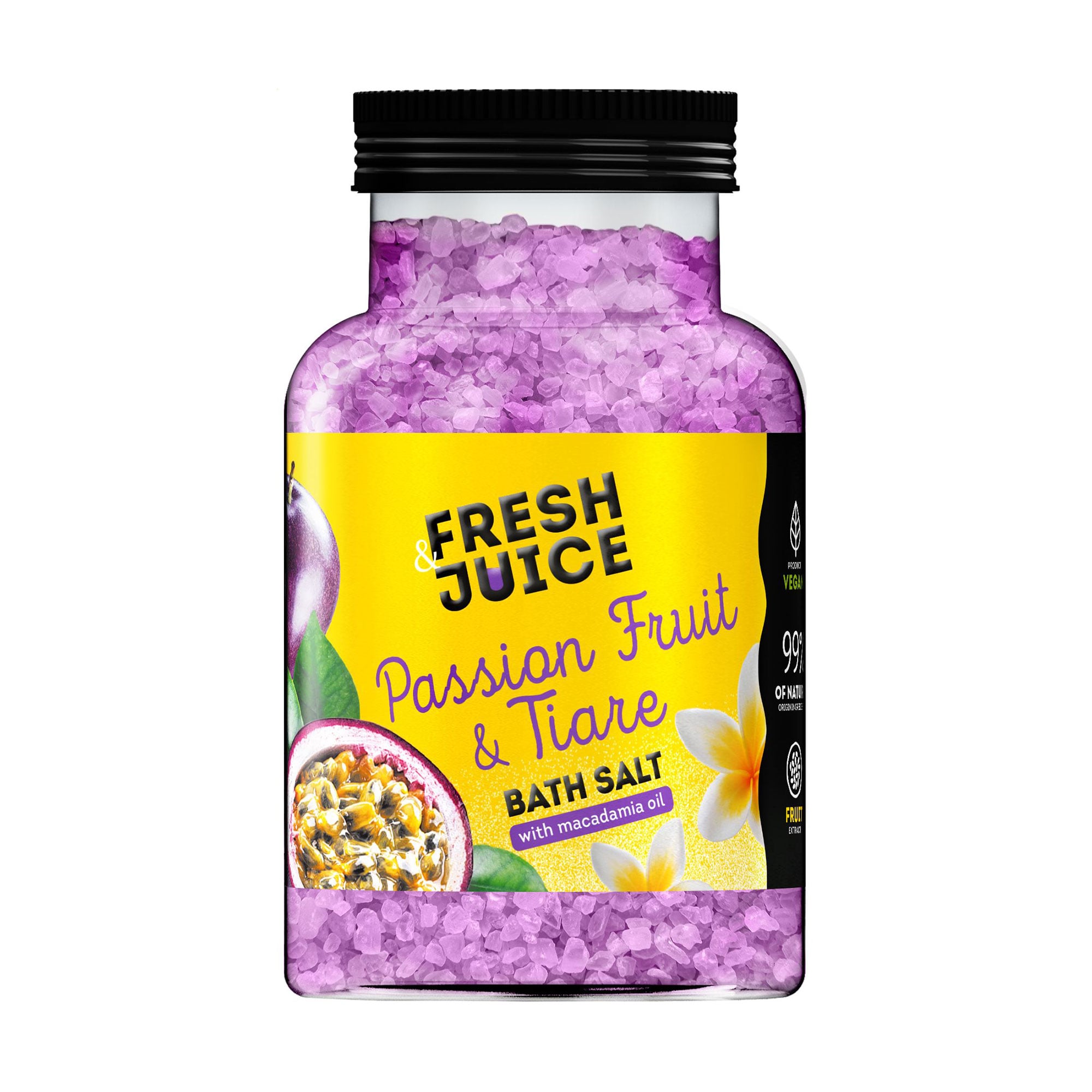 Сіль для ванни Fresh Juice Passion Fruit &amp; Tiare Bath Salt з олією макадамії, 700 г